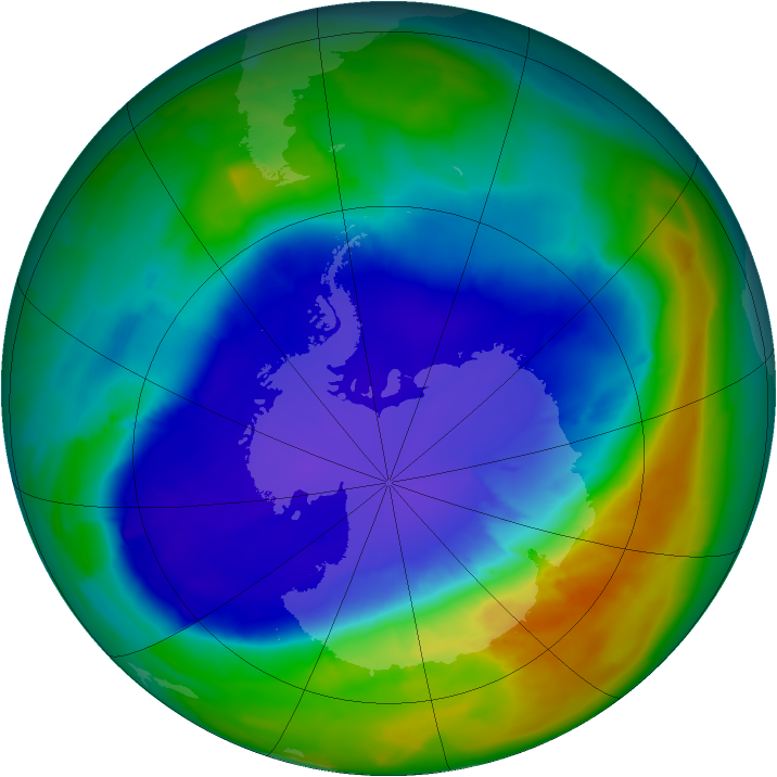 Antarctic ozone map for 19 September 2013